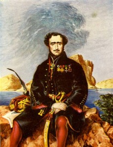 Széchenyi István 1833-ban, háttérben a Vaskapu (Schoefft Ágoston festménye)